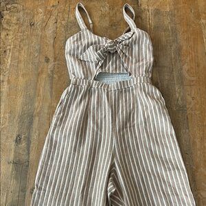Striped Abercrombie & Fitch Linen Tan One Piece